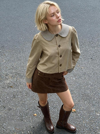 Gingham Reversible Peter Pan Collar Jacket