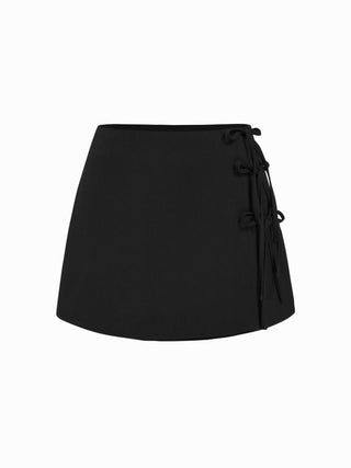 Low Rise Side Tie Bowknot A-line Mini Skirt