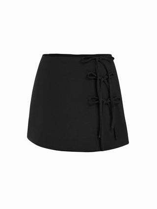Low Rise Side Tie Bowknot A-line Mini Skirt