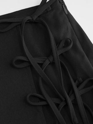 Low Rise Side Tie Bowknot A-line Mini Skirt