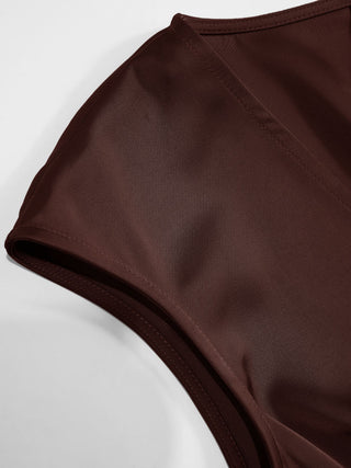 Satin V-Neck Ruched Bowknot Tank Blouse