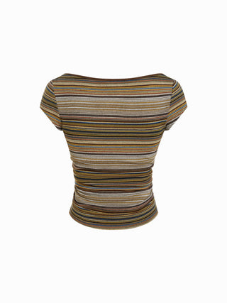 Boat Neck Ruched Tee