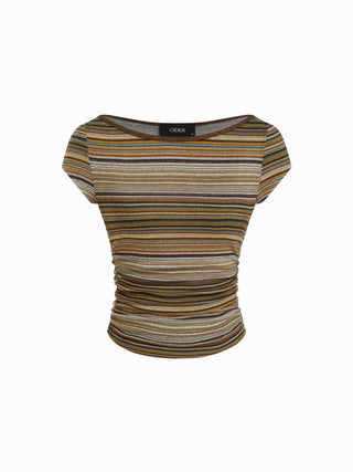 Boat Neck Ruched Tee