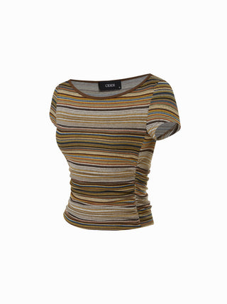 Boat Neck Ruched Tee