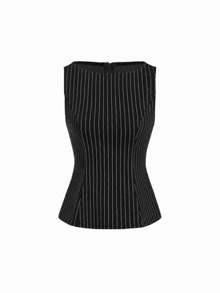 Stripe Boat Neck Tank Top