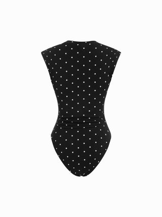 Ruched Round Neck Sleeveless Bodysuit