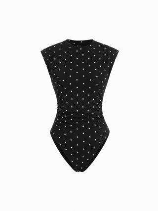 Ruched Round Neck Sleeveless Bodysuit