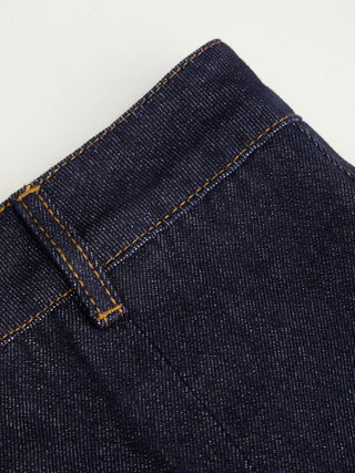 Washed Denim Split Low Rise A-line Mini Skort
