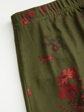 Mesh Mid Rise Abstract Graphic Floral Asymmetrical Hem Maxi Skirt