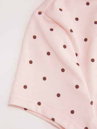 Round Neckline Solid Button Short Sleeve Top