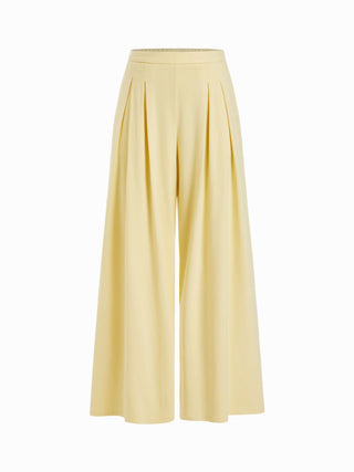 Asymmetrical Neck Ruched Top & Mid Rise Wide Leg Trousers Set