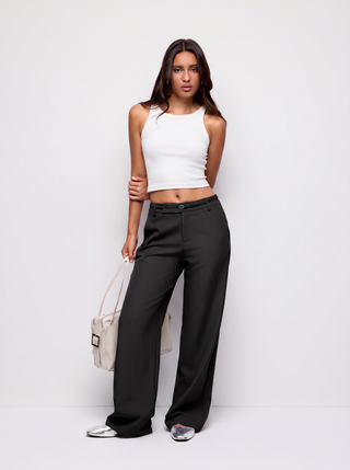 Low Rise Straight Leg Trousers With Belt