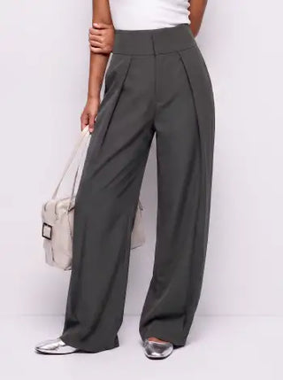 High Rise Pleated Pocket Barrel-leg Long Trousers