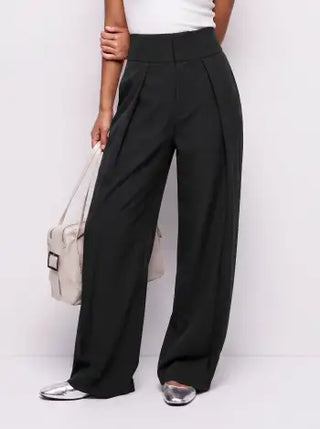 High Rise Pleated Pocket Barrel-leg Long Trousers
