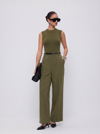 High Neck Sleeveless Jumpsuit with Belt