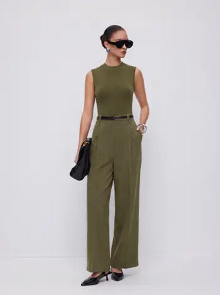 High Neck Sleeveless Jumpsuit with Belt