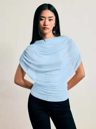 Knit Boat Neck Ruched Bolero Top