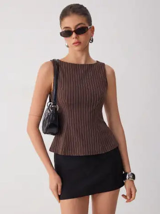 Stripe Boat Neck Tank Top