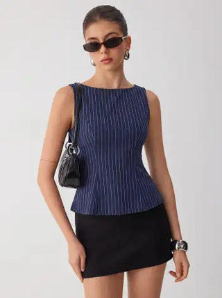 Stripe Boat Neck Tank Top