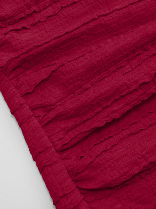 Textured Ruched Cut Out Backless Tie Back Tank Top