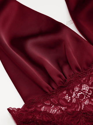 Satin Halter Neckline Lace Panel High Rise Slip Mini Dress