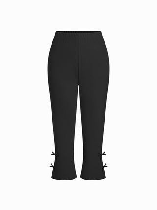 High Rise Bowknot Flared Capri Flared Trousers