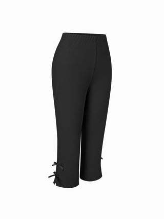 High Rise Bowknot Flared Capri Flared Trousers