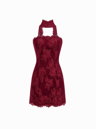 Lace Strapless Halter Neck Mini Dress