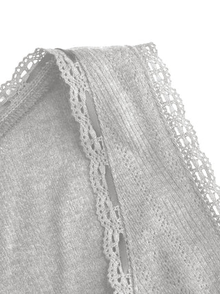 Pointelle Textured Scoop Neck Lace Trim Bowknot Tank Top