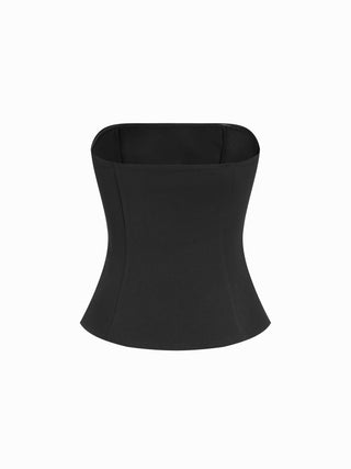 Peplum Bandeau Top & Mid Rise Straight Leg Trousers Set