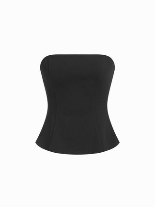 Peplum Bandeau Top & Mid Rise Straight Leg Trousers Set