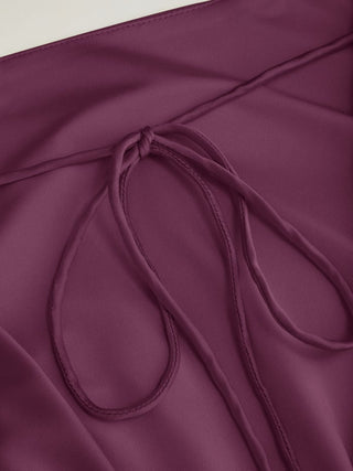 Satin Boat Neck Bell Sleeve Backless Mini Dress