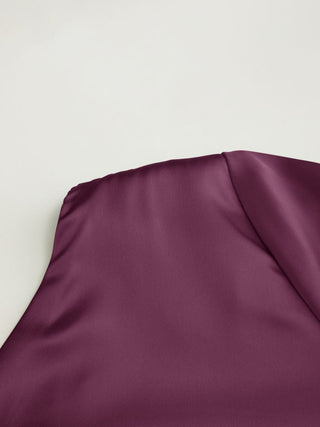 Satin Boat Neck Bell Sleeve Backless Mini Dress