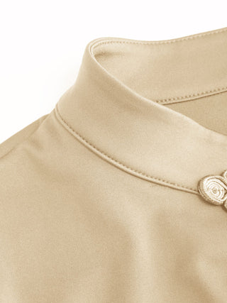 Mandarin Collar Short Sleeve Cut Out Top