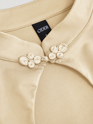 Mandarin Collar Short Sleeve Cut Out Top