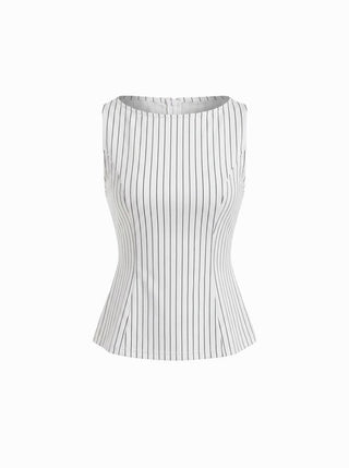 Stripe Boat Neck Tank Top
