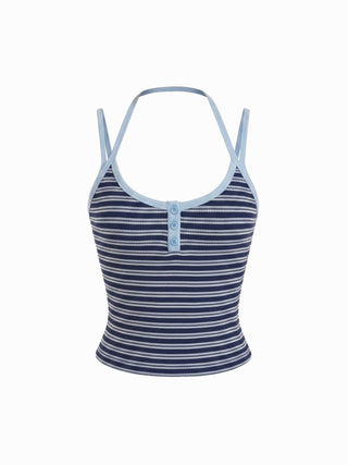 Jacquard Striped Scoop Neck Cami Top