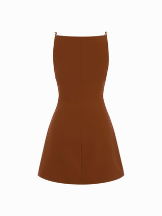 Square Neck Beaded Ruched A-line Cami Mini Dress