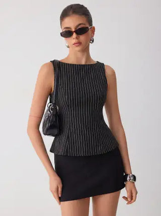 Stripe Boat Neck Tank Top