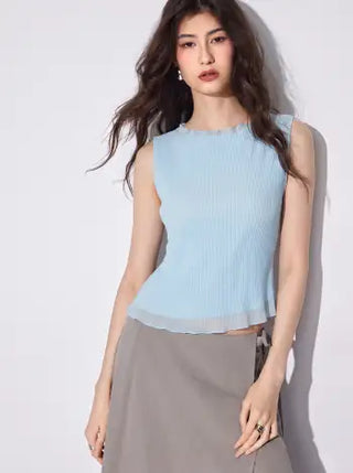 Chiffon Textured Ruched Tank Blouse