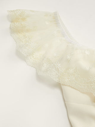 Lace Ruffle Sweetheart Neck Bowknot A-Line Midi Dress