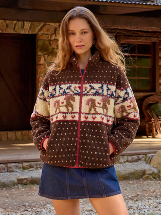 Fleece Collar Graphic Jacket
