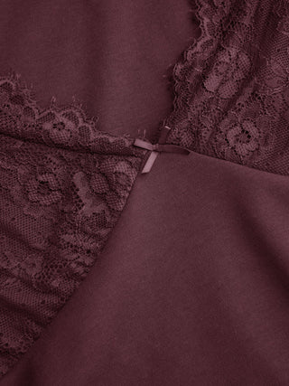 Cotton-blend V-neck Lace Trim A-line Mini Dress