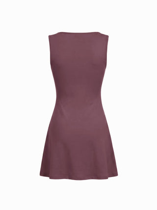 Cotton-blend V-neck Lace Trim A-line Mini Dress