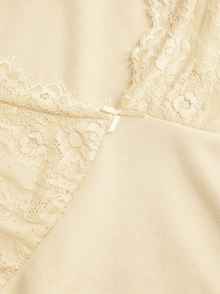 Cotton-blend V-neck Lace Trim A-line Mini Dress