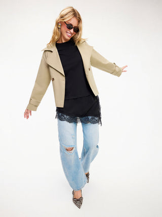 Denim Denim Low Rise Ripped Barrel-leg Cropped Oversized Jeans For School Daily Casual