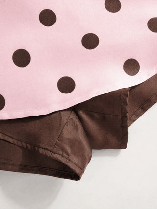 Polka Dot Strapless High Rise Colorblock Peplum Hem Romper