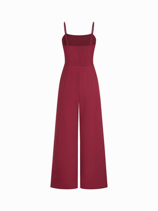 Stand Collar Asymmetrical Cloak Sleeve Mid Rise Wide Leg Jumpsuit