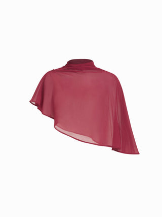 Stand Collar Asymmetrical Cloak Sleeve Mid Rise Wide Leg Jumpsuit