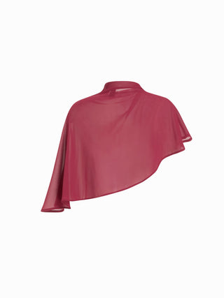 Stand Collar Asymmetrical Cloak Sleeve Mid Rise Wide Leg Jumpsuit